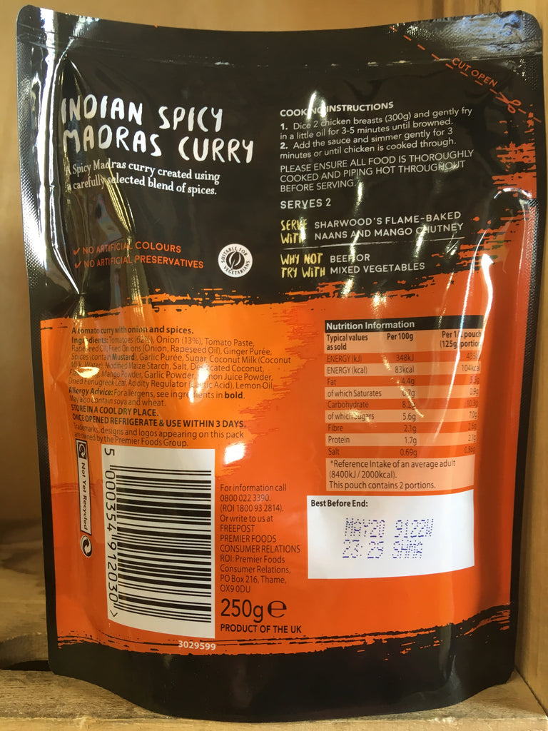 Sharwoods Spicy Madras Curry Cooking Sauce 250g & Low Price Foods Ltd