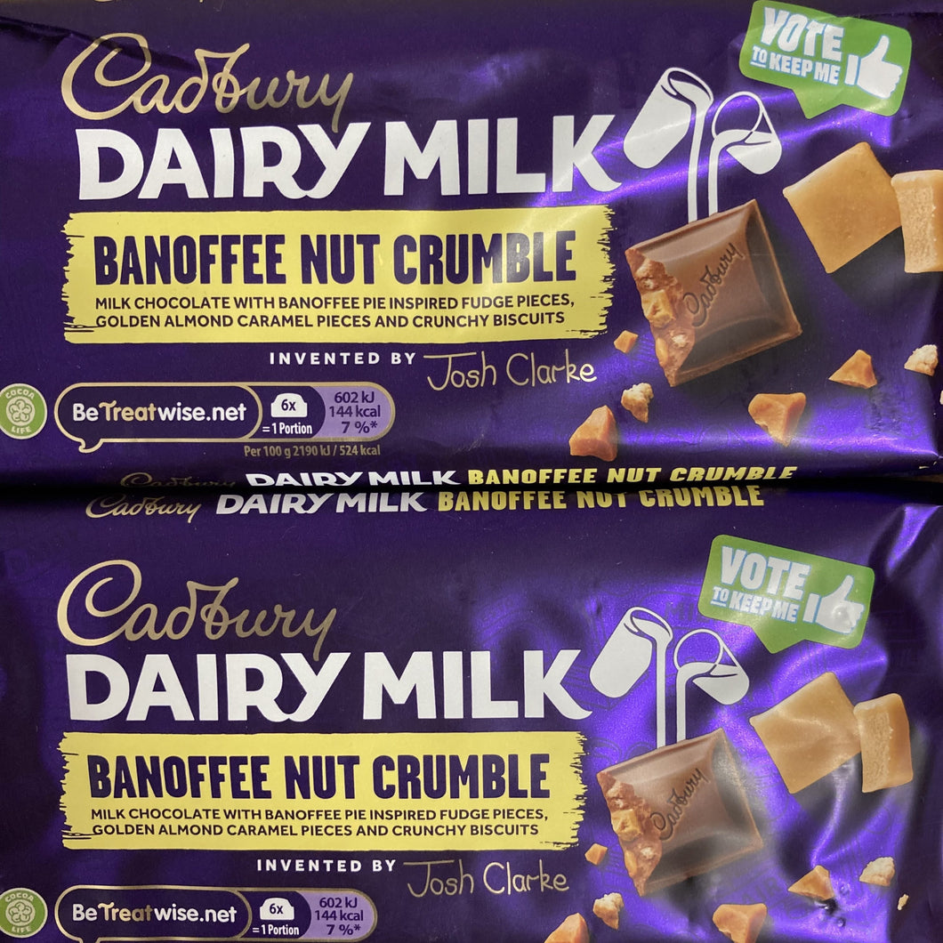 3x Cadbury Dairy Milk Banoffee Nut Crumble Chocolate Bars (3x110g)