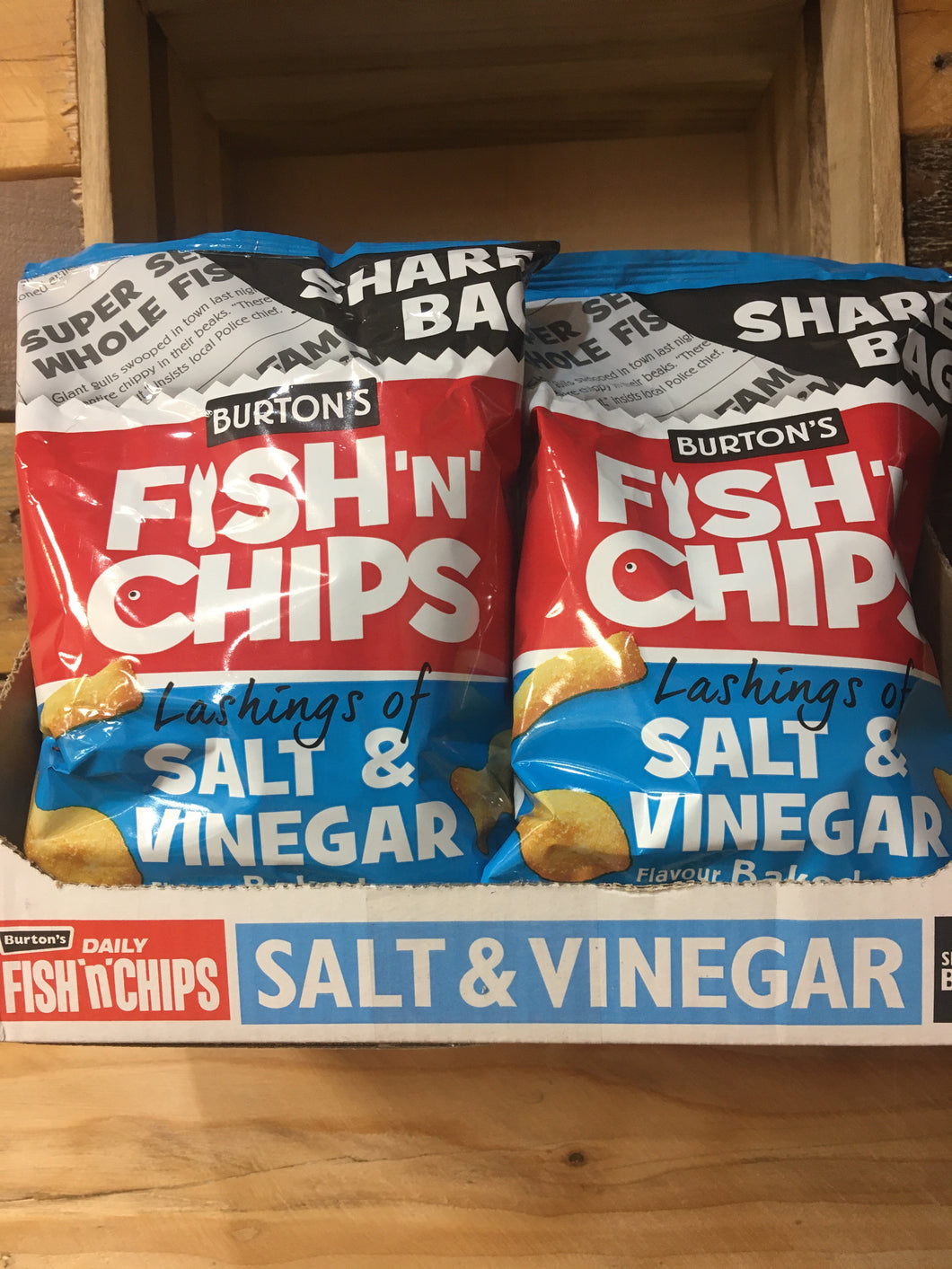 10x Burton's Fish & Chips Salt & Vinegar Share Bags (10x125g)
