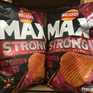 4x Walkers Max Strong Hot Chicken Wings Crisps Share Bags (4x150g)