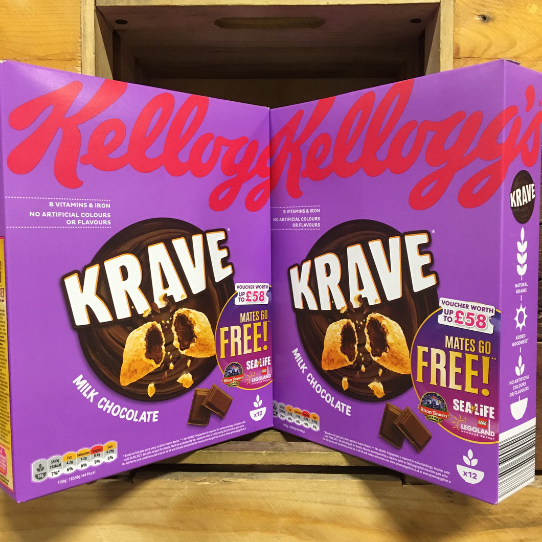 2x Kellogg's Krave Milk Chocolate Cereal (2x375g)