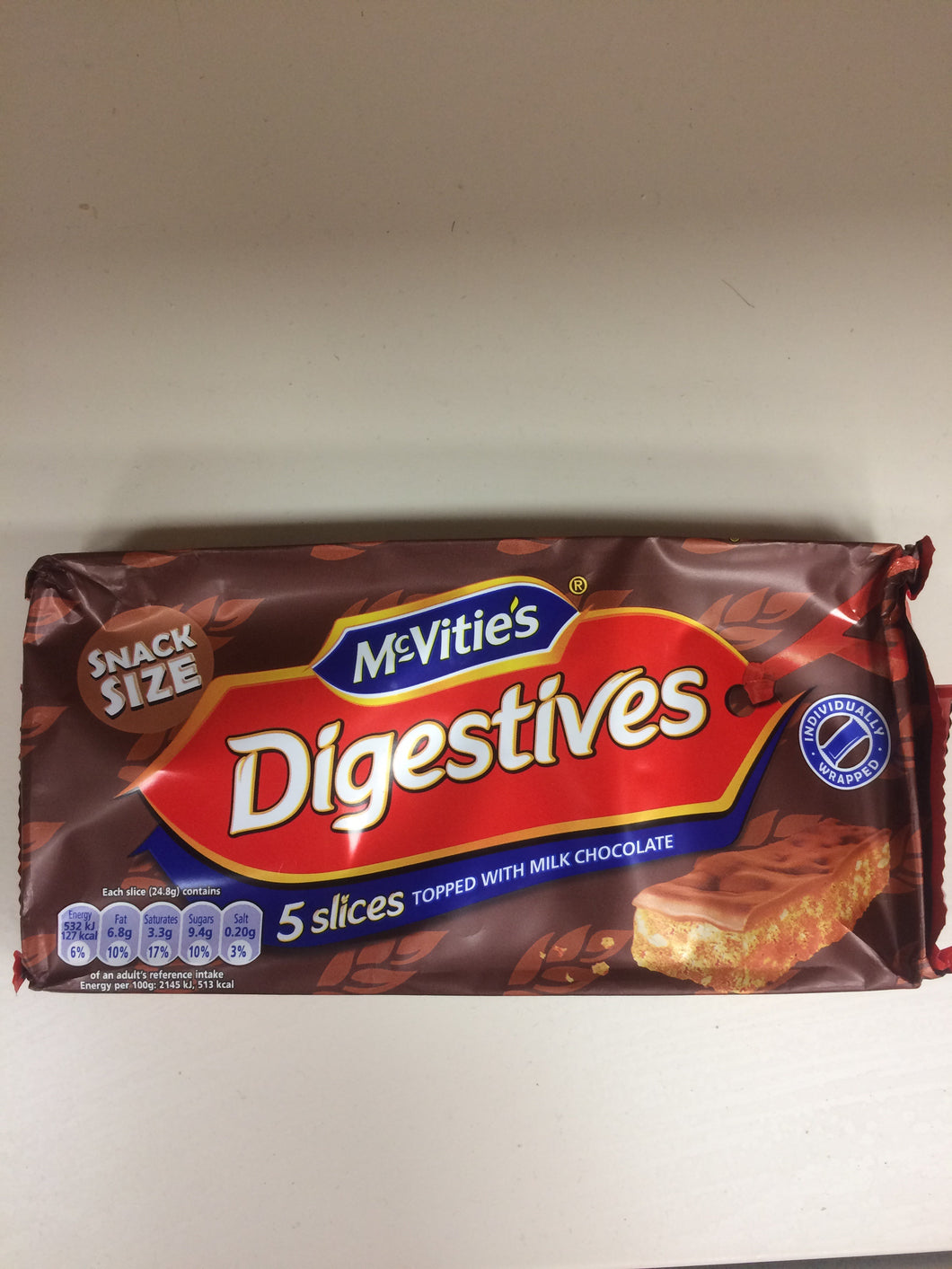 McVities Digestives 5 Slices Topped with Chocolate 114g PM£1