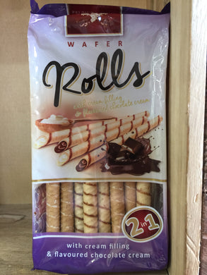 Premium Quality Cream Filling & Chocolate Cream Wafer Rolls 160g