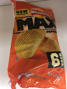 Walkers Max Paprika Crisps 6 Pack 6x 27g