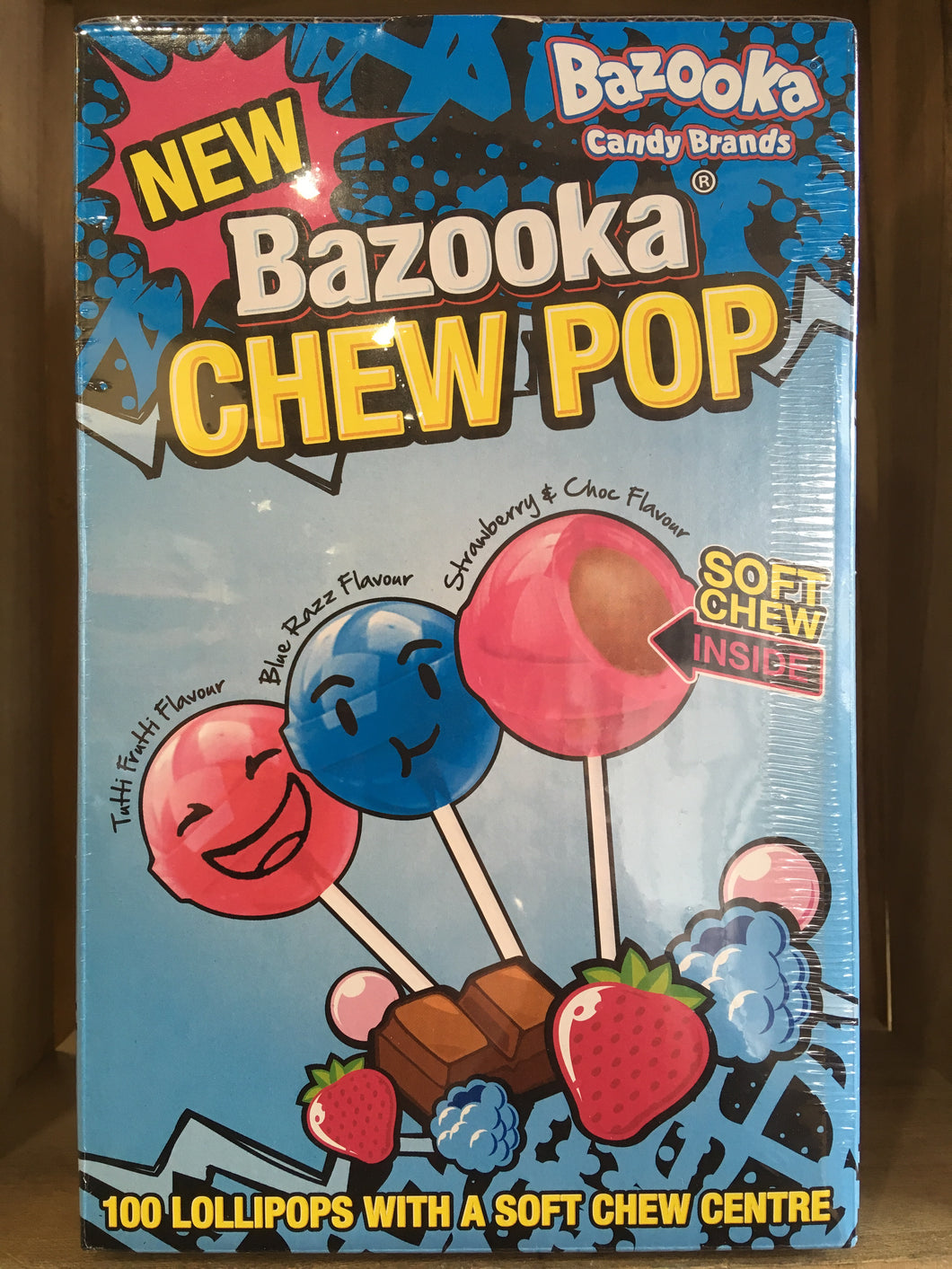 100 Bazooka Lollipops with Soft Chew Centre 1.4Kg