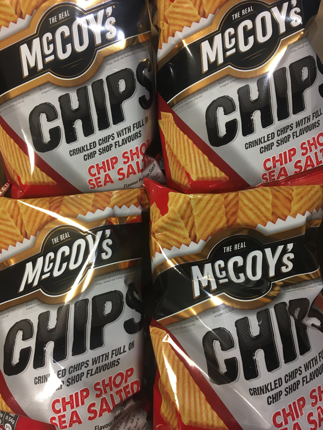 4x McCoy's Chips Chip Shop Sea Salted Share Bags (4x130g)