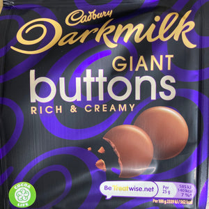 4x Cadbury Darkmilk Giant Chocolate Buttons Bags (4x105g)