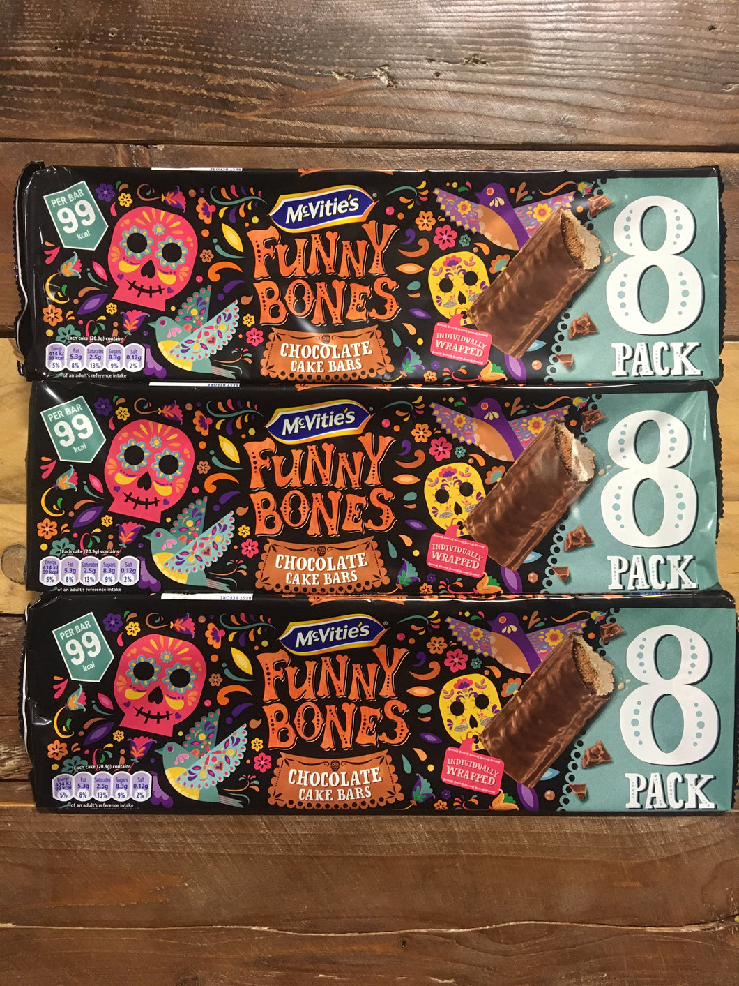 24x McVitie's Funny Bones Chocolate Cake Bars (3 Packs of 8 Bars)