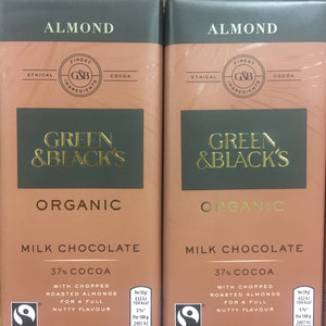 6x Green & Black's Organic Milk Almond Chocolate Bars (6x90g)