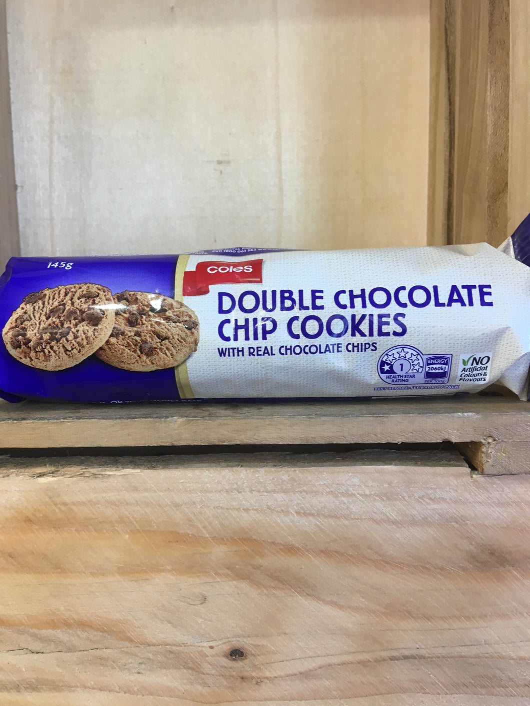 Coles Double Chocolate Chip Cookies with Real Chocolate Chips 145g